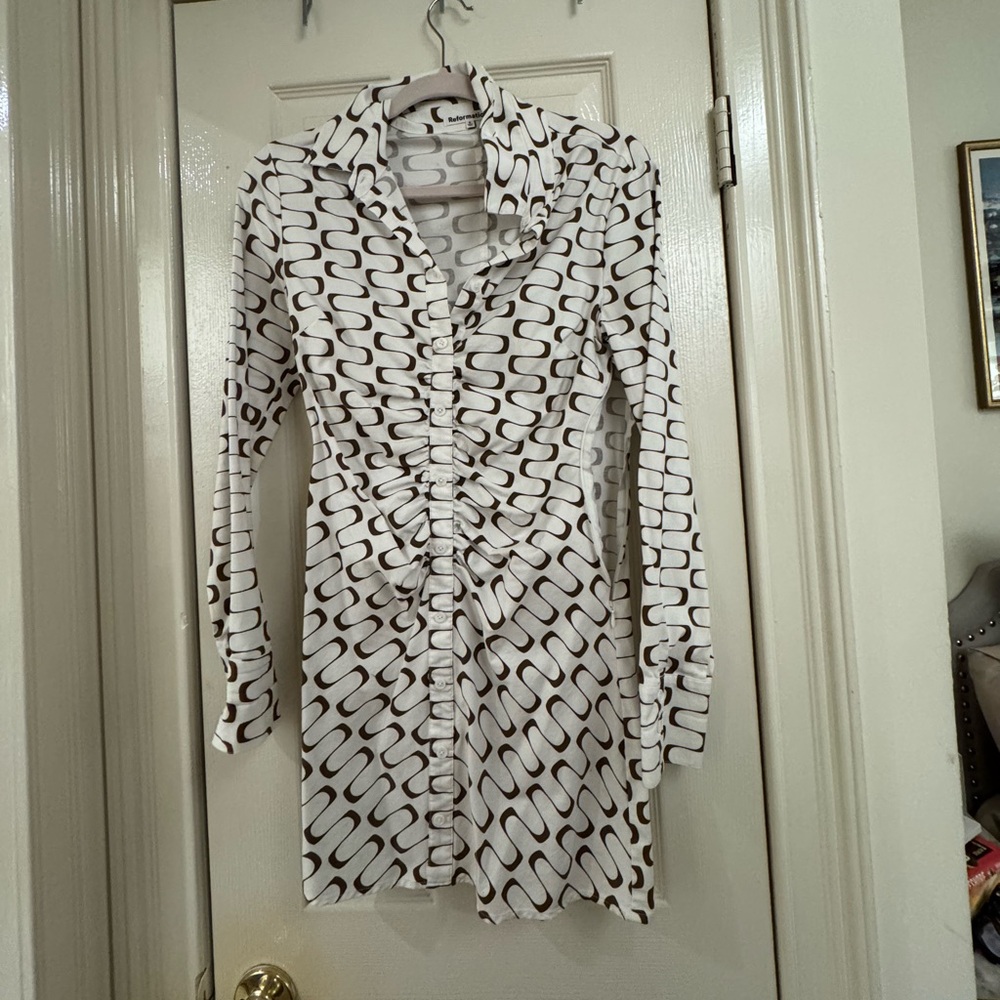 Reformation - Wave Pattern Mini Dress, Shirt Dress | Size 6 S/M